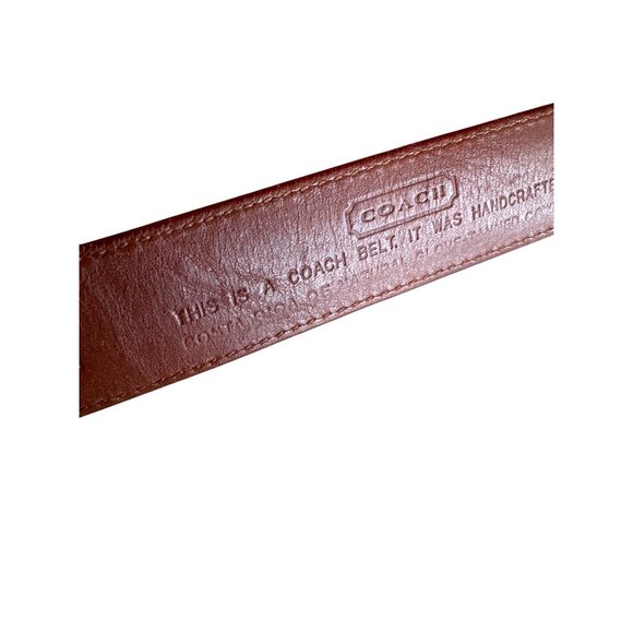 Coach Red Leather Belt Medium Handcrafted Silver-Tone Buckle & Tag Vintage 90s - Picture 5 of 6